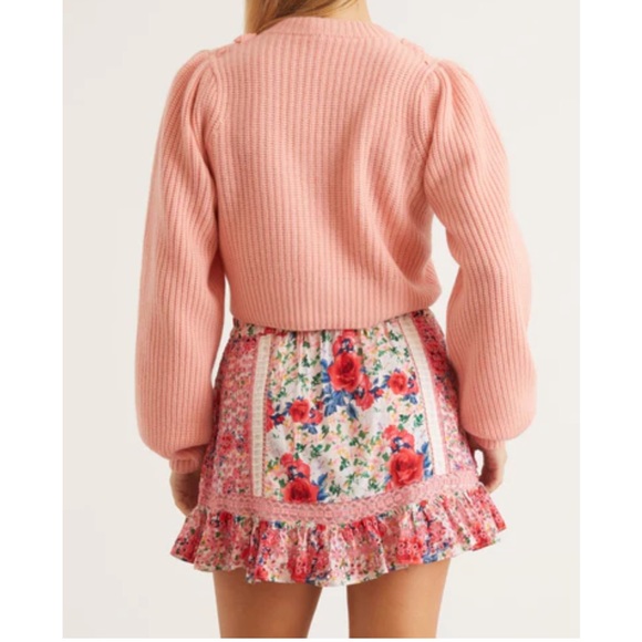 NWT LOVESHACKFANCY Branton Cropped Cardigan in Rosebud - Picture 3 of 14